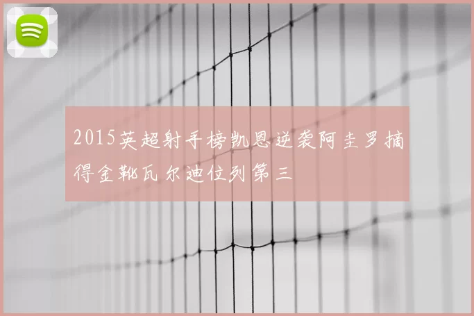 2015英超射手榜凯恩逆袭阿圭罗摘得金靴瓦尔迪位列第三
